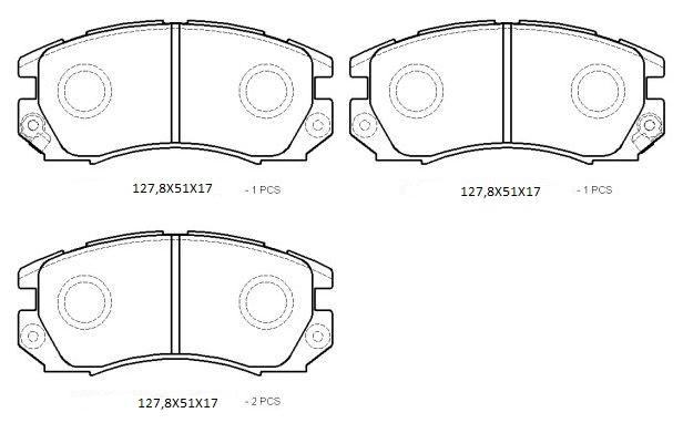 resimler/genel/SUBARU IMPREZA- 97/98; ÖN FREN BALATASI (2,0 TURBO) (DİSK) (127,8X51X17) (DAIWA)