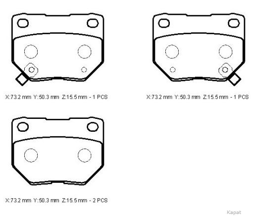 resimler/genel/SUBARU IMPREZA- 99/03; ARKA FREN BALATASI (DİSK) (73,2X50,3X15,5)(DAIWA)