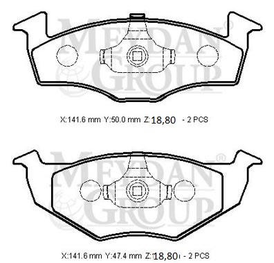 SEAT CORDOBA- 98/99; ÖN FREN BALATASI (DİSK) (141,6X50X18,80/141,6X47,4X18,80) (BRAMAX)