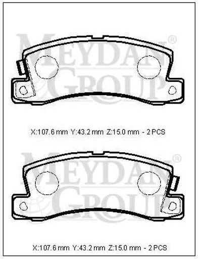 resimler/genel/TOYOTA COROLLA- VERSO- HB- 02/07; ARKA FREN BALATASI (DİSK) (107,6X43,2X15) (DAIWA)