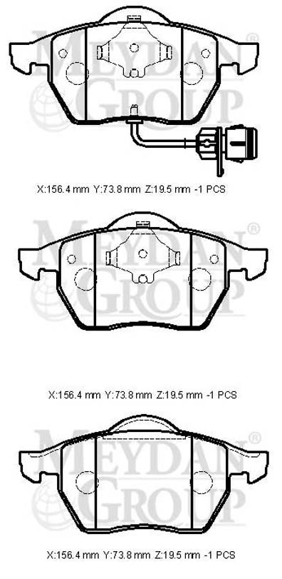 AUDI A4- 95/99; ÖN FREN BALATASI 1,8/1,9TDI/2,4/2,5TDI/2,6 (2KABLOLU)(DİSK)(156,4X73,8X19,5)(FMK)