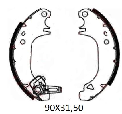 PEUGEOT 106- 91/96; ARKA FREN PABUCU (90X31,50) (BRAMAX)