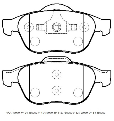 RENAULT LAGUNA- 02/05; ÖN FREN BALATASI (KABLOSUZ)(DİSK) (155,3X71X17/156,3X68,7X17) (BRAMAX)