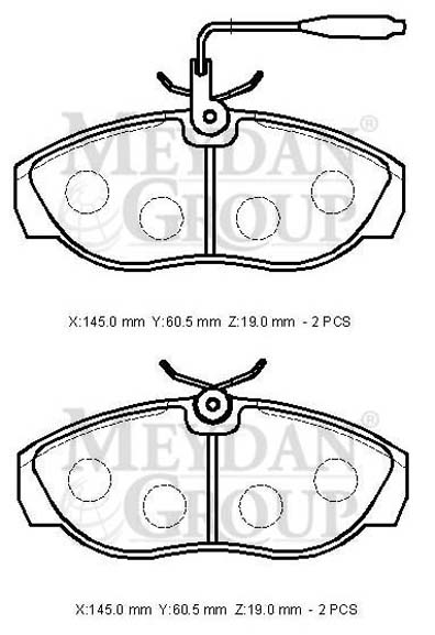 CITROEN JUMPER- 98/01; ÖN FREN BALATASI 2,0/2,5/2,8 (2 KABLOLU)(DİSK) (145X60,5X19) (BRAMAX)