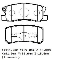 resimler/genel/MITSUBISHI PAJERO- 00/06; ARKA FREN BALATASI 2,5/3,2/3,5 (DİSK)(111.2X39X15/91;X39X15)(DAIWA)