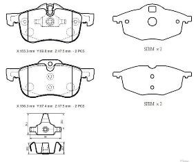 resimler/genel/ROVER 75- SD- 00/04; ÖN FREN BALATASI 1,8/2,0/2,5 (KABLOSUZ)(DİSK)(155,4X70,5X18,5)(BRAMAX)