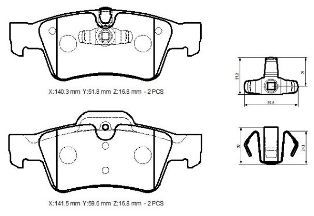 MERCEDES ML CLASS- W164- 06/09; ARKA FREN BALATASI (DİSK)(140,3X51,8X16,8/14;1,5X59,6X16,8)(BRAM