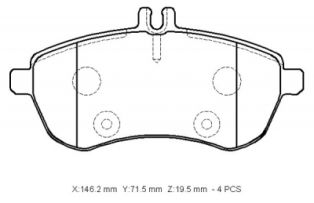 MERCEDES C CLASS- W204- 07/11; ÖN FREN BALATASI (KABLOSUZ)(DİSK) (146.2X71.5X19.5)(BRAMAX)