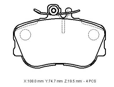 MERCEDES C CLASS- W202- 93/99; ÖN FREN BALATASI (KABLOSUZ) (DİSK)(108X74,7X19,5)(FMK)