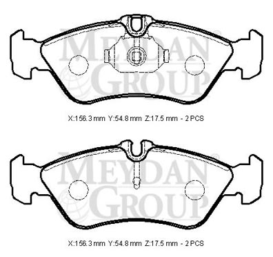 MERCEDES SPRINTER- 95/00; ARKA FREN BALATASI (KULAKLI)(KABLOSUZ)(DİSK)(156,3X54,8X17,5) (BRAMAX)