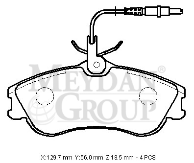 resimler/genel/CITROEN BERLINGO- 04/09; ÖN FREN BALATASI (4 KABLOLU)(DİSK) (129,7X56X18,5) (BRAMAX)