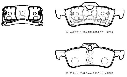 MINI COOPER- 02/05; ARKA FREN BALATASI (KABLOSUZ)(DİSK) (123X43,6X15,5/122,8X43,5X15,5) (BRAMAX)