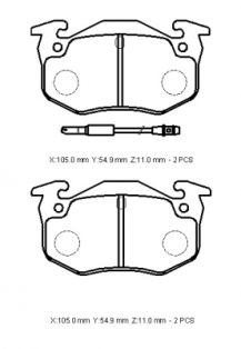 CITROEN XSARA- 98/00; ARKA FREN BALATASI (2 KABLOLU)(DİSK) (105X54,9X11)(BRAMAX)