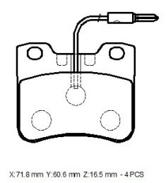 CITROEN AX- 90/91; ÖN FREN BALATASI (4 KABLOLU)(DİSK)(71,9X60,6X17) (BRAMAX)