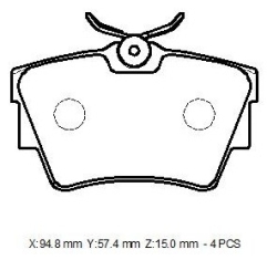 resimler/genel/OPEL VIVARO- 04/08; ARKA FREN BALATASI (KABLOSUZ)(DİSK)(94,8x57,4x15) (BRAMAX)