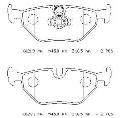 BMW 5 SERI- E39- 96/00; ARKA FREN BALATASI (KABLOSUZ)(DİSK) (121,9X45X16,5/123,1X45X16,5)(BRAMAX)