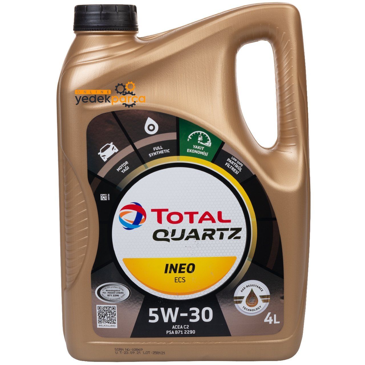 Total Quartz İneo ECS 5W30 4lt Motor Yağı Partiküllü Psa Onaylı Acea C2  2023 Üretim Yılı