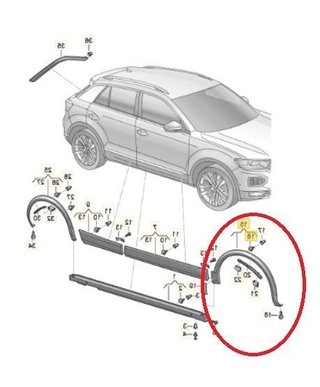 Volkswagen T-Roc Sağ Ön Çamurluk Kaplaması ( Dodik ) Orijinal