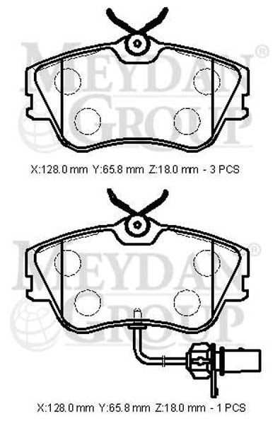 VOLKSWAGEN TRANSPORTER- T4- 02/03; ÖN FREN BALATASI 1,9/2.4/2,5 (1 KABLOLU)(DİSK)128X65,8X18)BRAMAX)