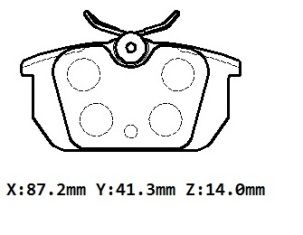 ALFA ROMEO 155- 93/97; ARKA FREN BALATASI 1.7/1.8/1,9/2,0cc (KABLOSUZ)(DİSK)(87.2X44.5X14) (BRAMAX)