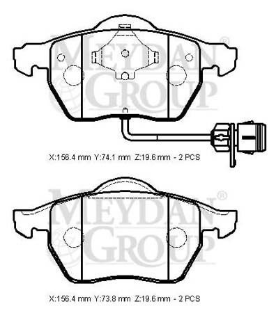 VOLKSWAGEN PASSAT- B5- 01/05; ÖN FREN BALATASI 1,6/1,8/2,0/2,5(2KABLOLU)(DİSK(156,4X73,8X19,6)BRAMAX