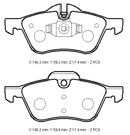 MINI COOPER- 02/07; ÖN FREN BALATASI (KABLOSUZ)(DİSK) (140,2X59,2X17,4/140,2X59,4X17,4) (BRAMAX)