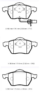 AUDI A4- 95/99; ÖN FREN BALATASI 1,6/1,8T/2,4/2,8(1KABLOLU)(DİSK)(156,4X73,8X19,6/74,1X19,6)(BRAMAX)