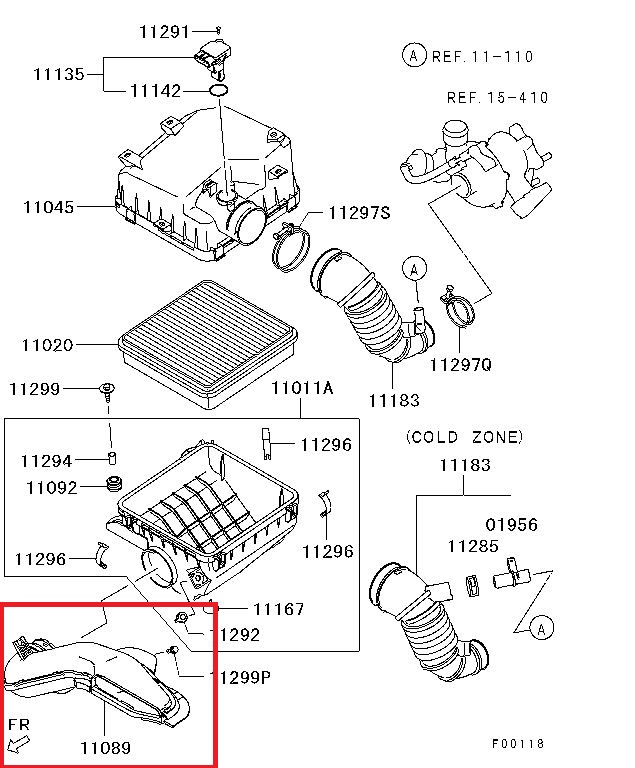 MITSUBISHI L200- PICK UP- 06/15; HAVA FİLTRE KUTUSU ALT GİRİŞ BORUSU (ORİJİNAL)