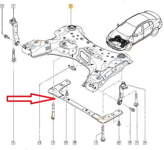 RENAULT SCENIC- 2- 03/09; MOTOR BEŞİĞİ ÖN TRAVERSİ (BEŞİK)