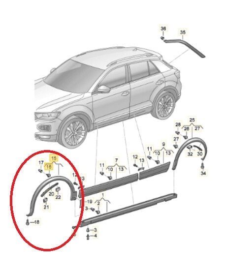 Volkswagen T-Roc Sol Ön Çamurluk Kaplaması ( Dodik ) Orijinal