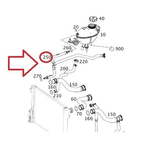 Mercedes E Serisi W212 Kasa Radyatör Hortumu Orjinal (2125013925)