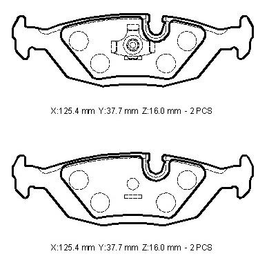 BMW 3 SERI- E30- 84/91; ARKA FREN BALATASI 316/318/320/325 (KABLOSUZ)(DİSK)(125,40X37,70X16)(BRA