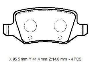 MERCEDES A CLASS- W169- 05/08; ARKA FREN BALATASI (DİSK)(95,5X41.4X14)(BRAMAX)