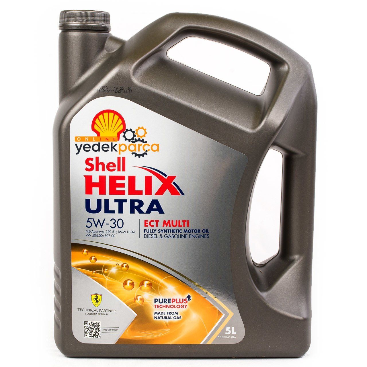 Shell Helix 5W-30 Ultra Ect Multi 5 Litre Partiküllü Motor Yağı (Üretim Yılı: 2022)