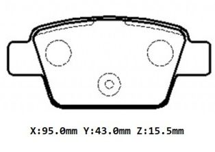 FIAT BRAVO- 08/14; ARKA FREN BALATASI 1,4/1,6/1,9/2,0 (KABLOSUZ)(DİSK)(95X43X15.5)(BRAMAX)