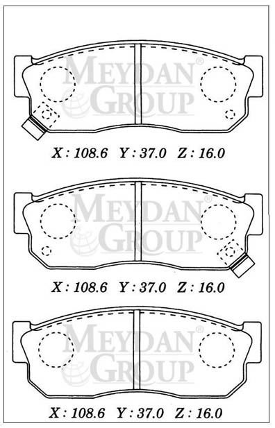 NISSAN SUNNY- B11 CD17- 84/88; ÖN FREN BALATASI DİZEL TİP (DİSK) (108,6X37X16) (DAIWA)